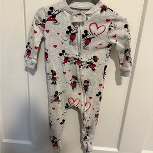 PBK Disney Mickey Mouse Red and Gray Kids Footie 3-6M